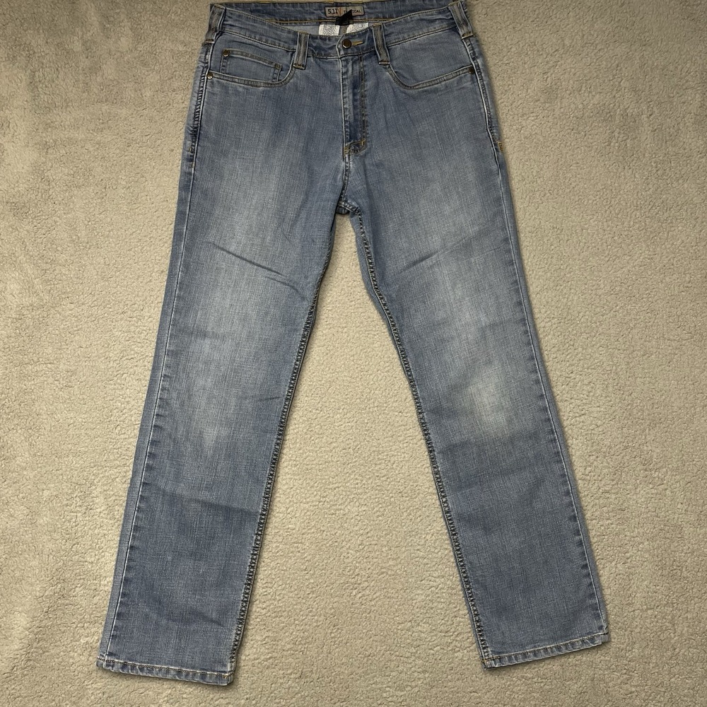 5.11 Tactical Jeans Mens 33x32 Blue Straight Leg Stretch Denim